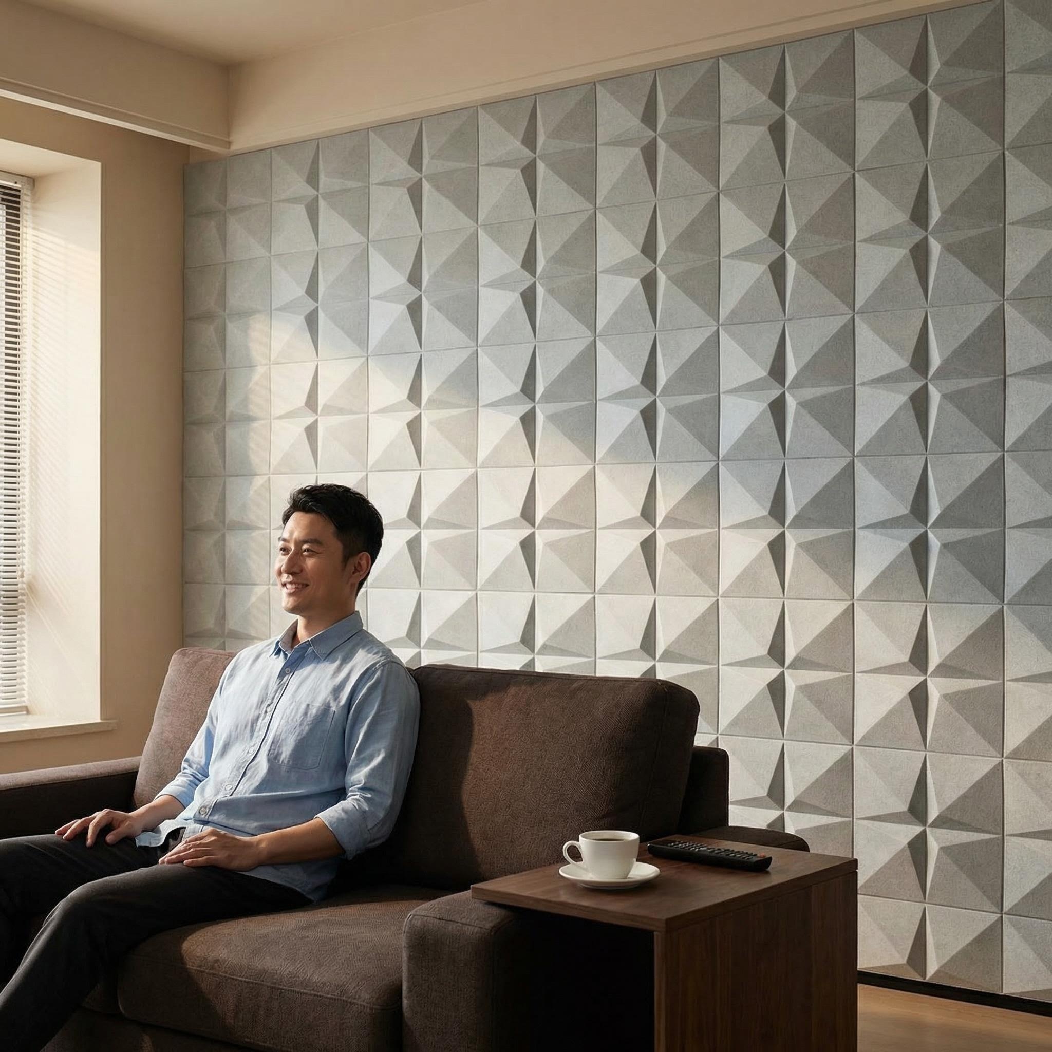 3D stereoscopic irregular design, polyester fiber sound-absorbing board, sound insulation material, decorative board, wall panel, mold opening, customizable, environmentally friendly noise-reducing acoustic panel, suitable for multiple scenarios in offices and homes pic 3