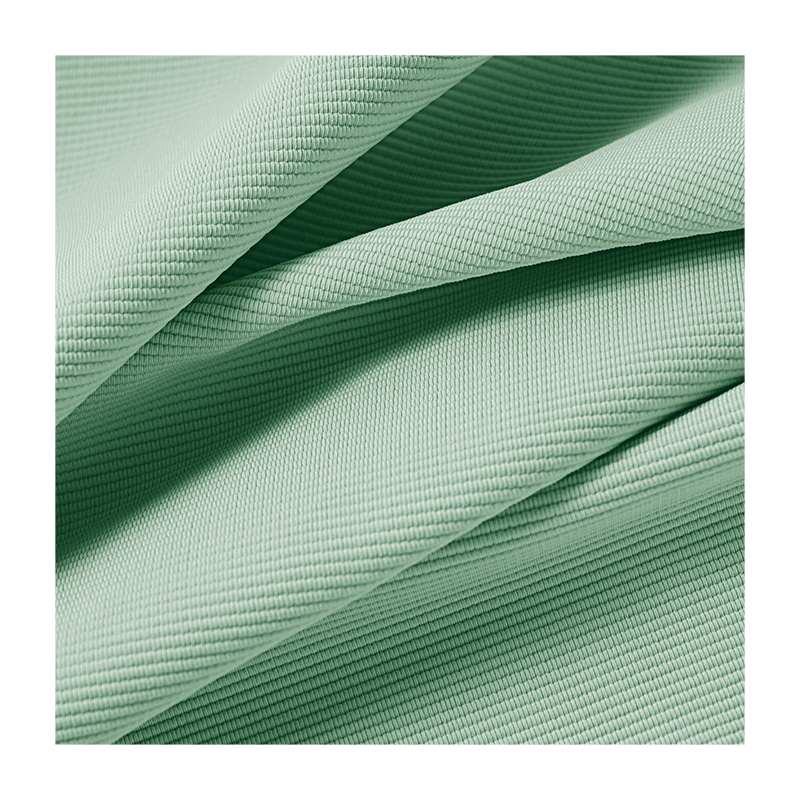 Green fabric texture fabric end thread knitted elastic fabric horizontal machine collar fabric rib details Picture