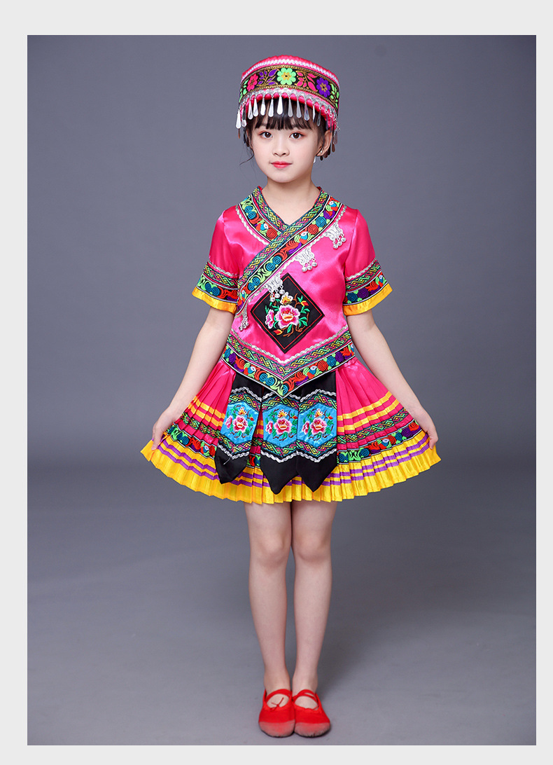 New children's ethnic minority costume dance performance costumes for Miao, Zhuang and Yao girls Application Scenario
