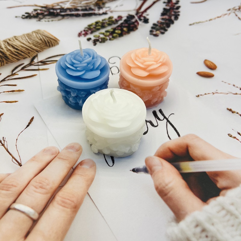 Gold powder scented candles for birthday parties, 10 small candles set, long-lasting fragrance candlestick decoration details Picture