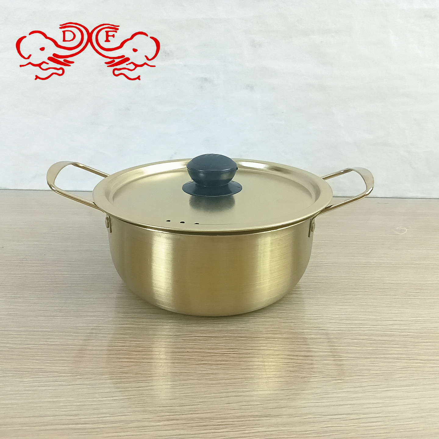 DF88091 Customized Korean-style 410 stainless steel seafood dry pot, double-ear golden ramen soup Instant noodle pot, small hot pot DF TRADINGHOUSE