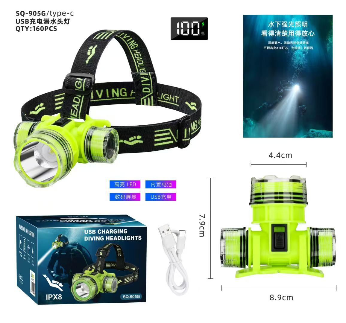 Diving headlamp 905G, camping lamp telescopic three-leaf lamp, camping lamp LED stall lamp, outdoor mountain camping supplies