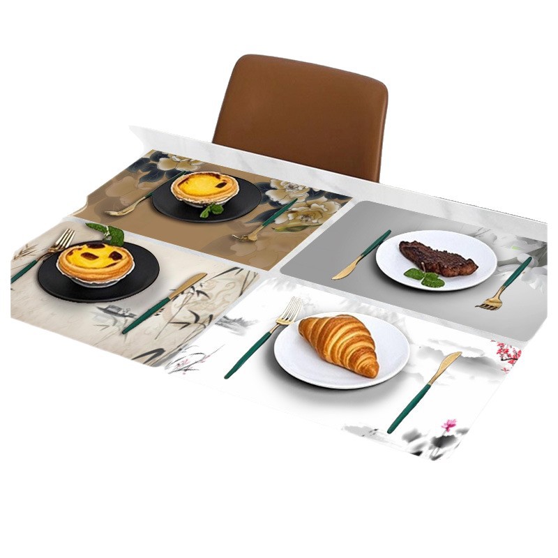 Customized tableware UV printed placemats set, disposable plastic tableware Item Picture
