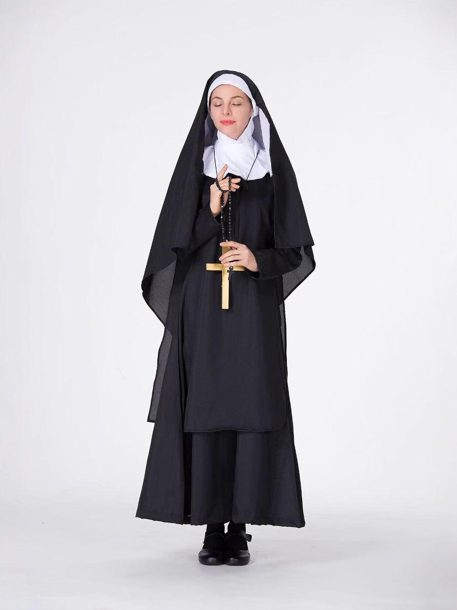 Amazon Halloween performance costumes, Virgin Mary costumes, nun costumes, priest costumes, dance performance costumes for export Specification drawing