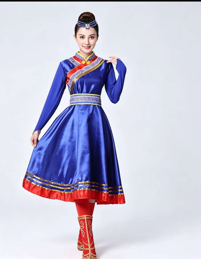Ethnic minority dance performance costumes for both men and women, Zhuang, Miao, Tibetan, Mongolian and Hui ethnic groups details Picture