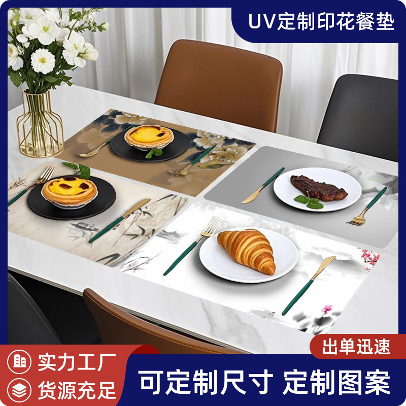 Customized tableware UV printed placemats set, disposable plastic tableware