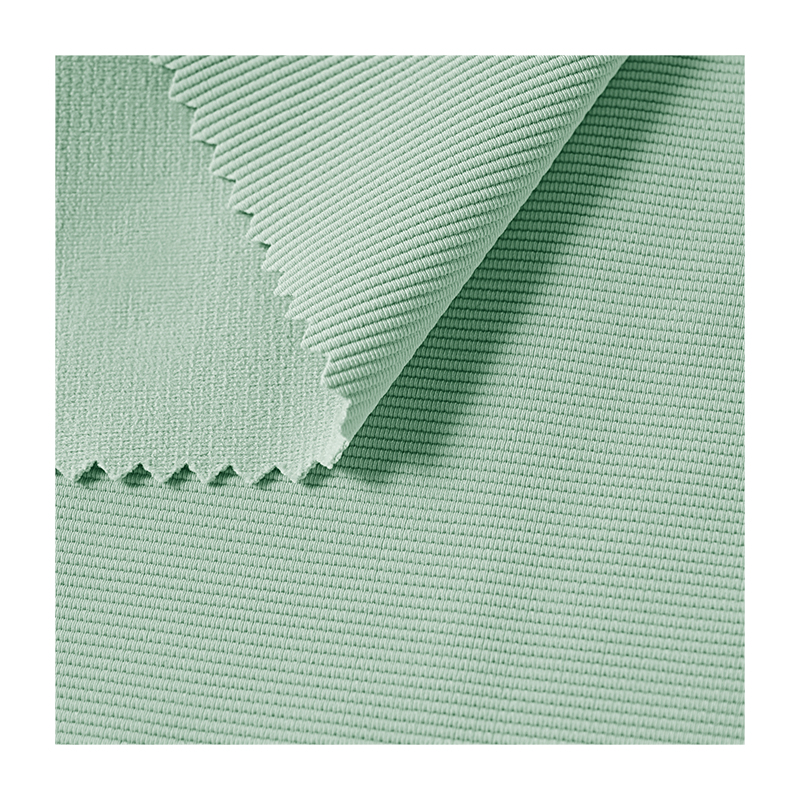 Green fabric texture fabric end thread knitted elastic fabric horizontal machine collar fabric rib Application Scenario