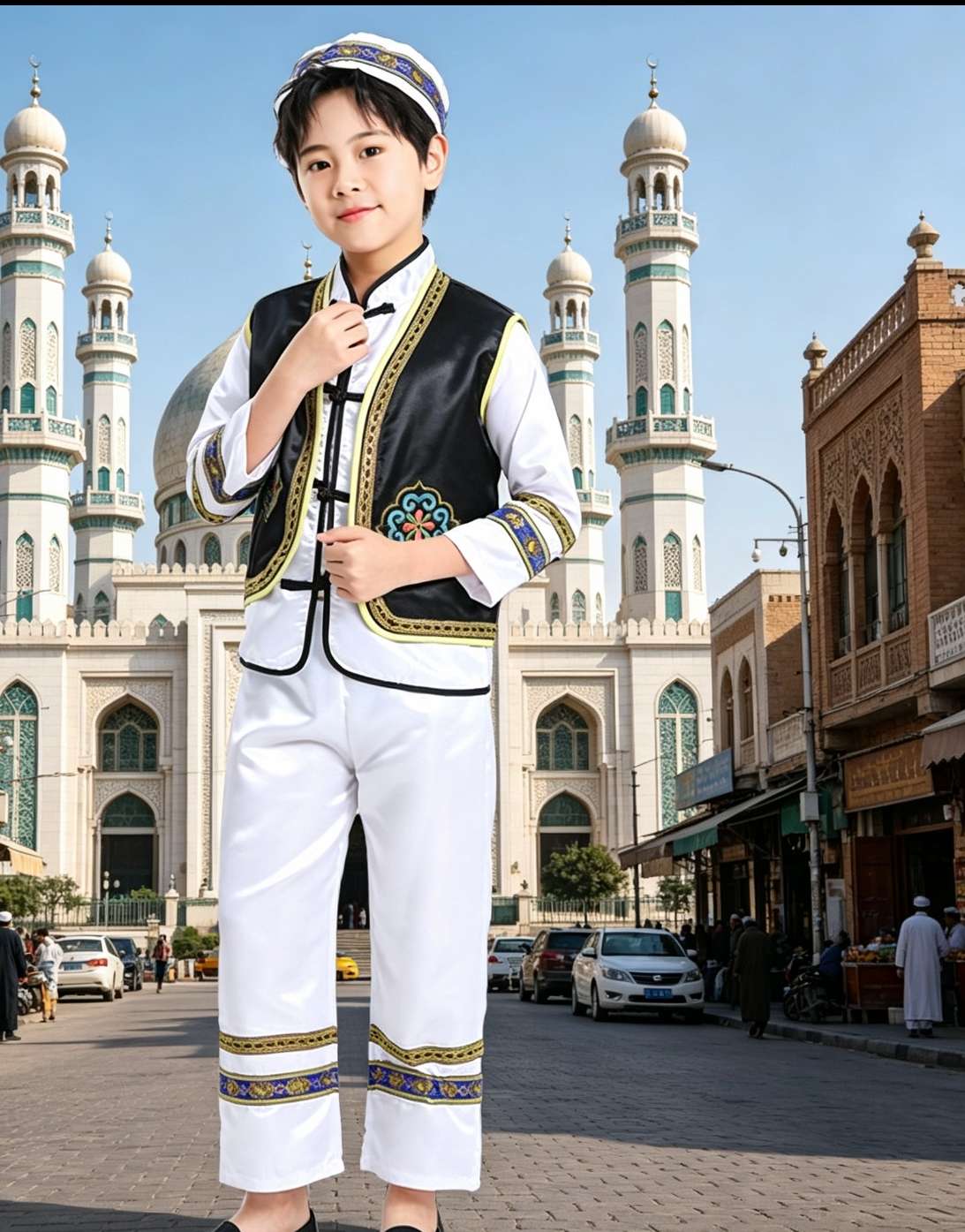 新款回族舞蹈演出服亲子走秀服男女少数民族风表演服套装阿拉伯服饰阿拉伯传统服饰阿拉伯传统服饰服饰男士穆斯林阿拉伯传统服饰