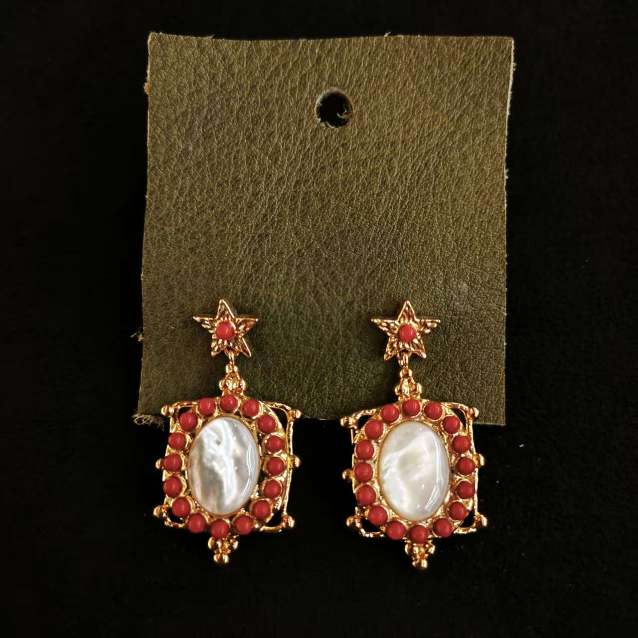 中古风星芒贝母耳环