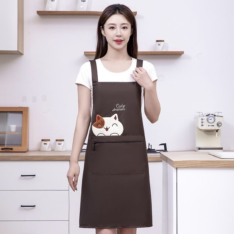 New custom-made aprons for kitchen use, waterproof and stain-resistant for cooking, cute oil-resistant waists, work clothes for baking, fashionable for work, and printed characters pic 6