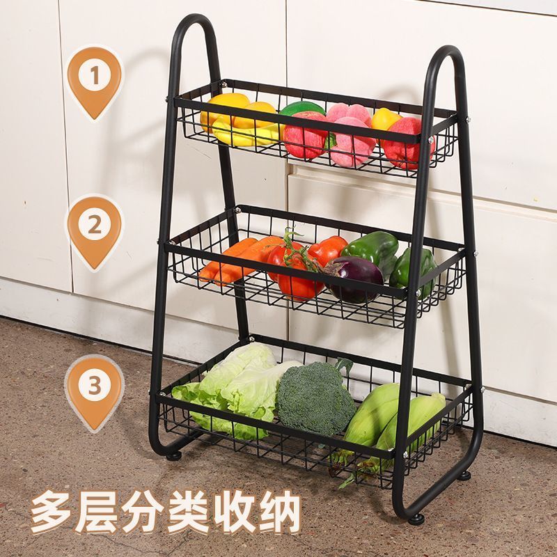 多功能收纳置物架落地多层家用客厅零食架碳钢厨房整理架蔬菜架子厨房产品图