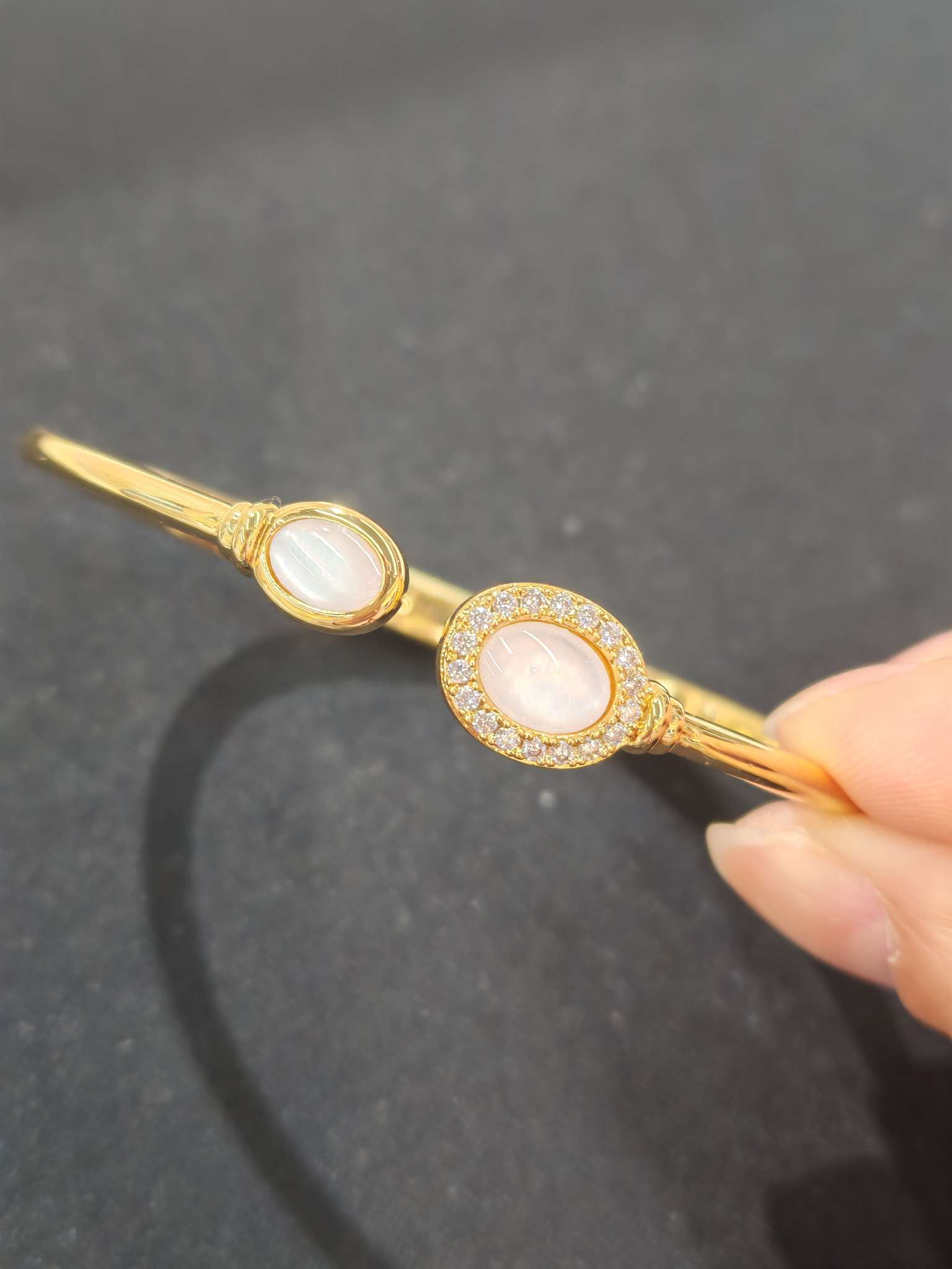 18K gold bracelet, open bracelet, round bracelet, women's fashion and trendy design