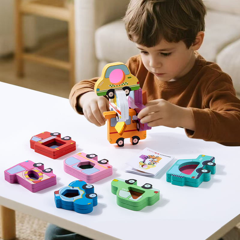 10PCS Animal Jenga building blocks, light and shadow shape recognition, children's early education and intelligence toys, solid wood assembly, concentration training, transparent acrylic building blocks, balanced stacking game Application Scenario
