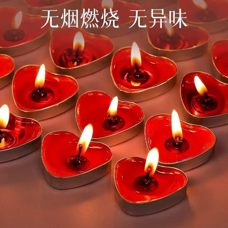 "tea light Heart-shaped Candle Birthday Proposal and Confession Decoration Smokeless Romantic Valentine's Day tea Wax Tea Wax Tea Wax Birthday Proposal and Confession Decoration Smokeless waves details Picture