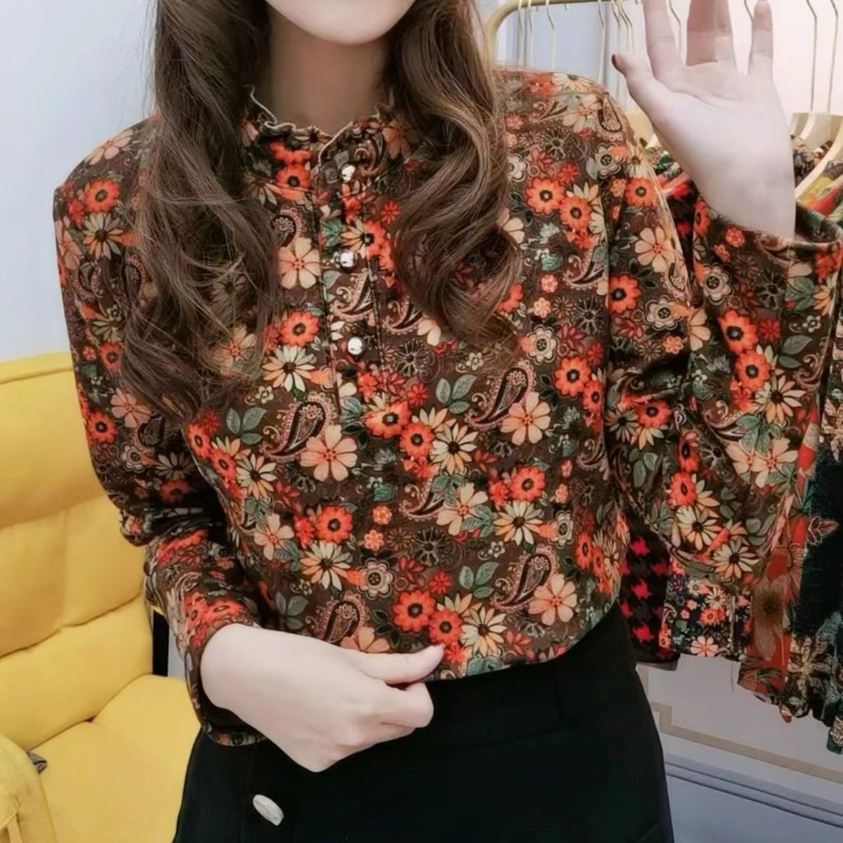 German velvet printed woolen print. High-elastic woolen fabric print. Cationic printed thermal insulation suit. 7a antibacterial. Heat up in 7 seconds, absorb moisture and sweat. The fragrance of roses and jasmine. The fragrance of peonies and osmanthus flowers detail image 9