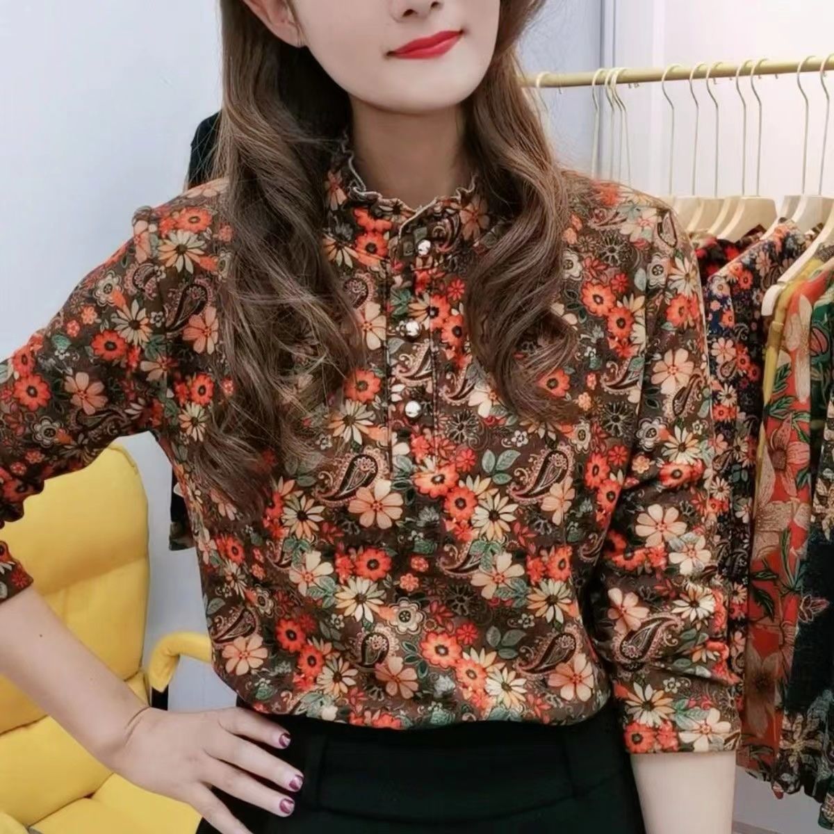German velvet printed woolen print. High-elastic woolen fabric print. Cationic printed thermal insulation suit. 7a antibacterial. Heat up in 7 seconds, absorb moisture and sweat. The fragrance of roses and jasmine. The fragrance of peonies and osmanthus flowers detail image 13