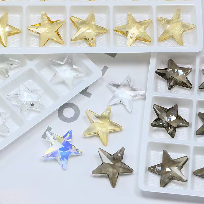 东洲水晶尖底五角星玻璃钻DIY饰品配件项链吊坠超闪美甲钻 