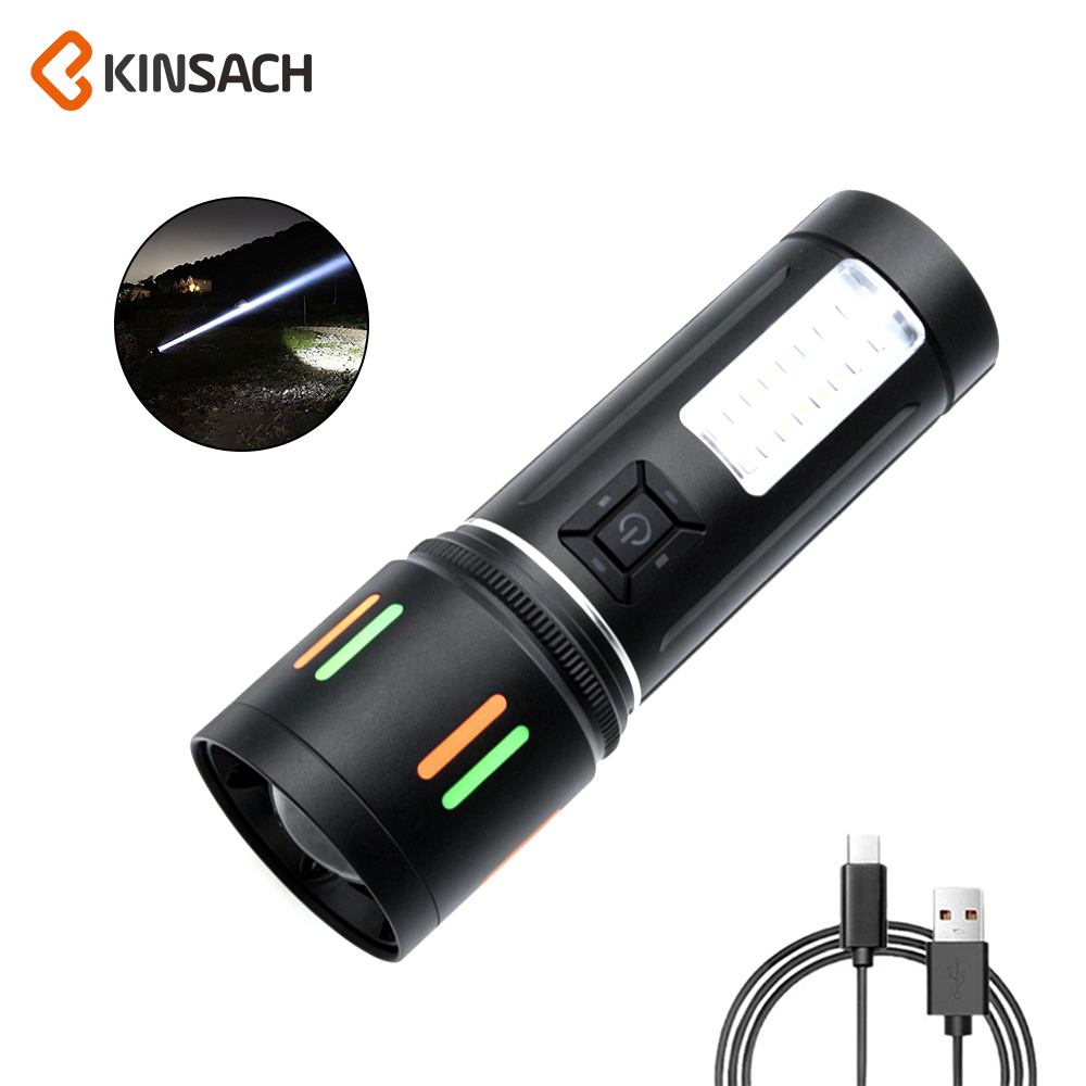 KINSACH flashlight, white laser high-intensity flashlight, multi-functional emergency lighting portable flashlight