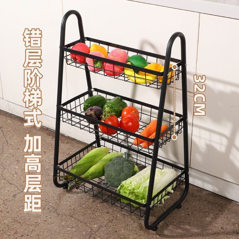 多功能收纳置物架落地多层家用客厅零食架碳钢厨房整理架蔬菜架子厨房细节图
