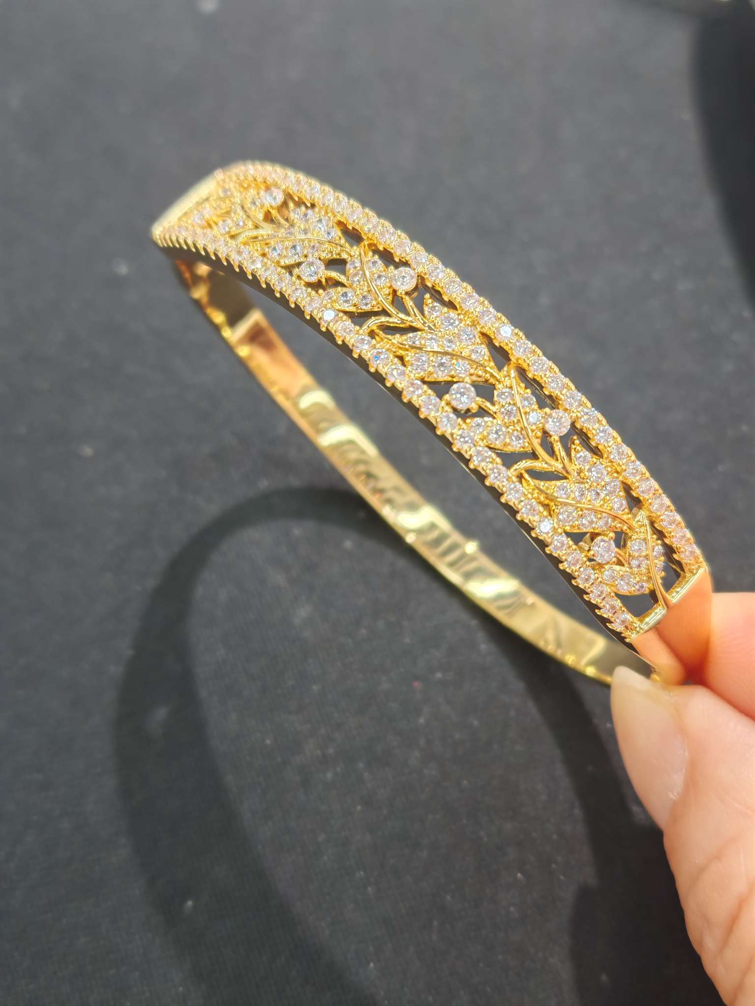 18K gold bracelet, round silver bracelet, flower-shaped bracelet, jewelry, women's fashion and trendy gift