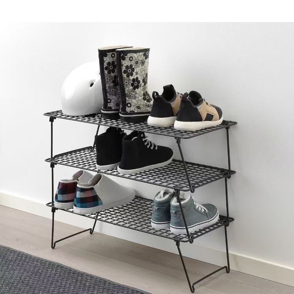 No installation required, foldable iron shoe rack, multi-layer economical simple iron rack for home door, sturdy storage shoe cabinet Item Picture