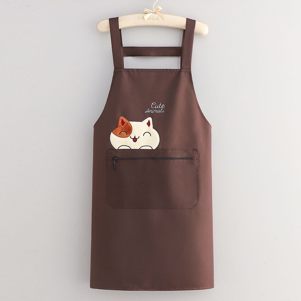New custom-made aprons for kitchen use, waterproof and stain-resistant for cooking, cute oil-resistant waists, work clothes for baking, fashionable for work, and printed characters pic 3