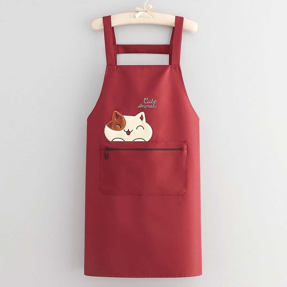 New custom-made aprons for kitchen use, waterproof and stain-resistant for cooking, cute oil-resistant waists, work clothes for baking, fashionable for work, and printed characters details Picture