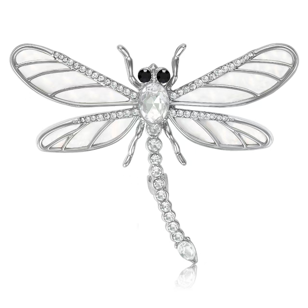 Cross-border best-selling European and American alloy rhinestone dragonfly brooch, fashionable and elegant women's suit coat brooch accessory pin Item Picture