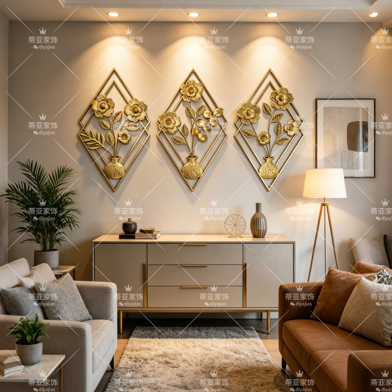 مزخرفة بثلاثة ألواح معدنية ذهبية مزخرفة بثلاثة ألواح معدنية Specification image