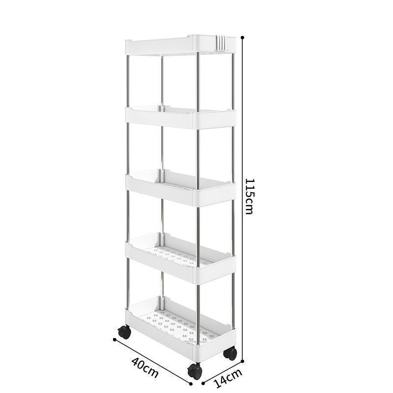 Stainless steel pipe wheeled trolley storage rack, bathroom washbasin, seam plastic storage rack, multi-layer toilet rack detail image 19