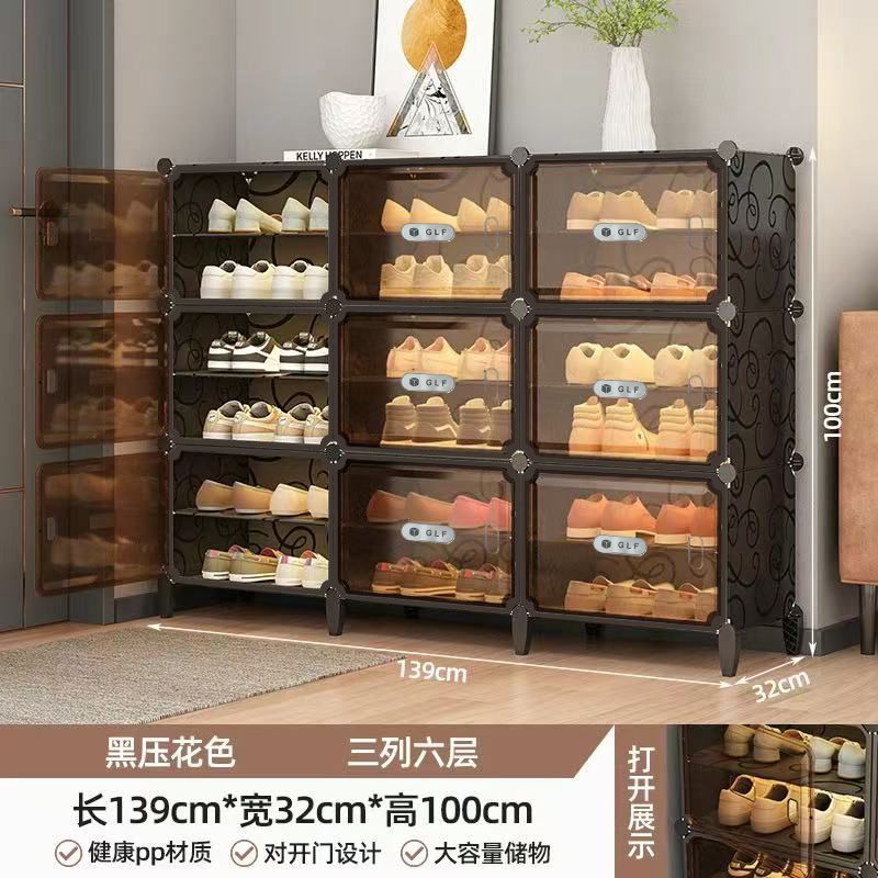 【GLF】 High-end light luxury shoe rack, dormitory home, multi-layer transparent shoe cabinet, bedroom storage, dust-proof, assembled shoe box Application Scenario