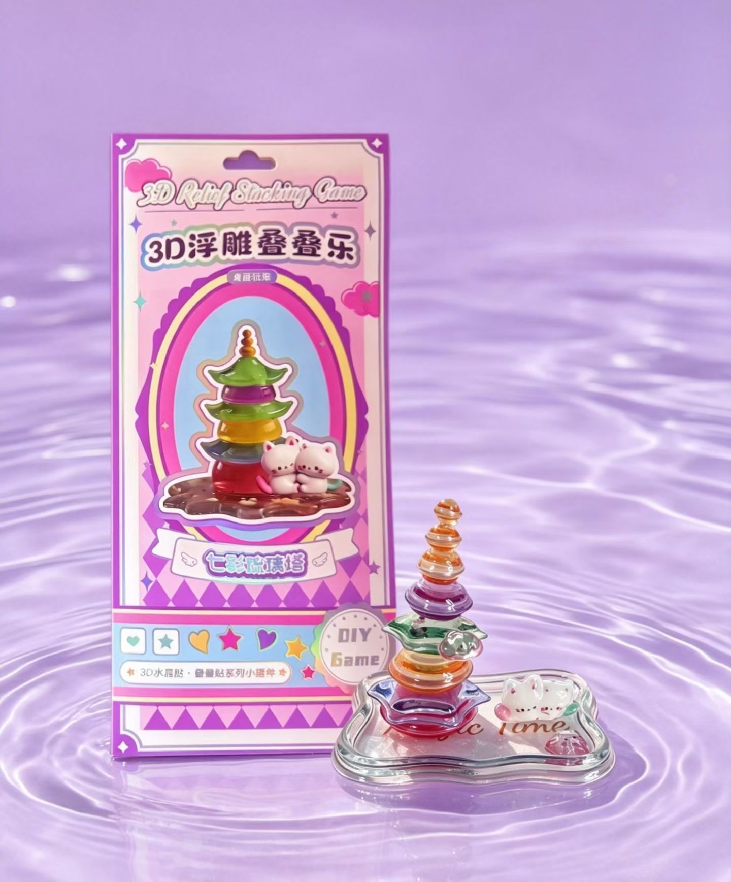 3D embossed Jenga crystal stickers, children's handmade, girls' diy handmade ornaments, stress-relieving three-dimensional decorative stickers Application Scenario
