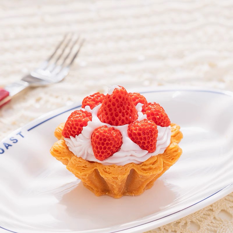 Strawberry egg tarts, scented candles, and fruit creative birthday gifts for girls. Handmade egg tarts as Valentine's Day gifts Specification image