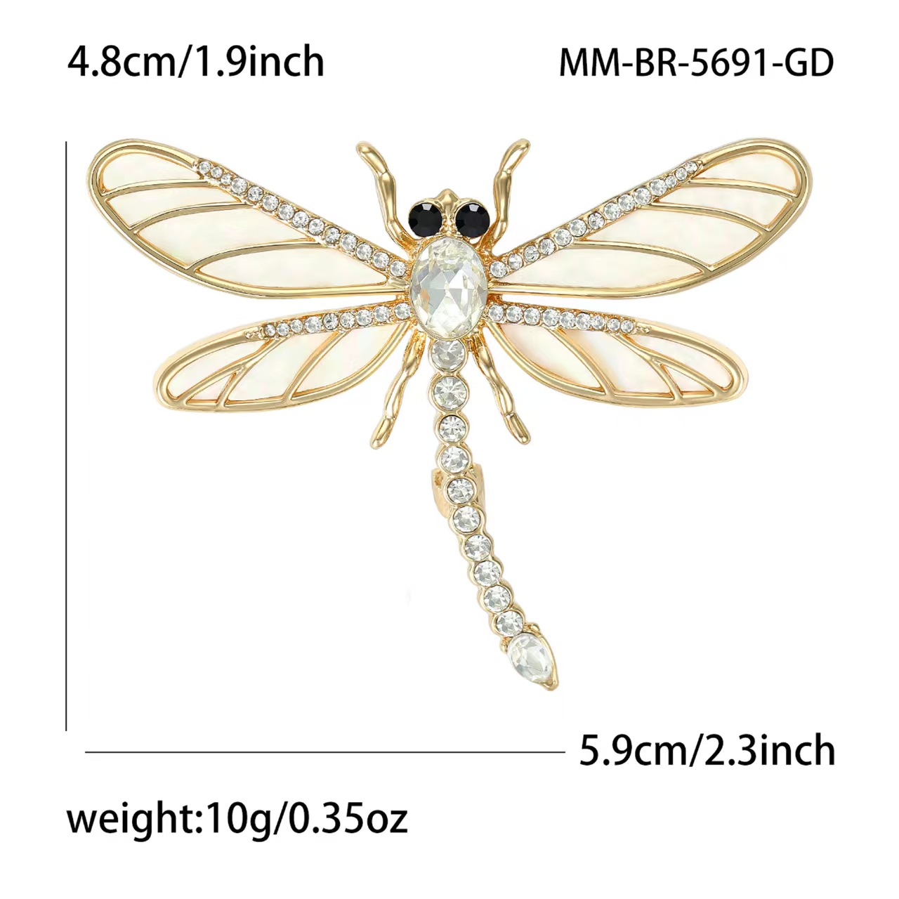 Cross-border best-selling European and American alloy rhinestone dragonfly brooch, fashionable and elegant women's suit coat brooch accessory pin details Picture