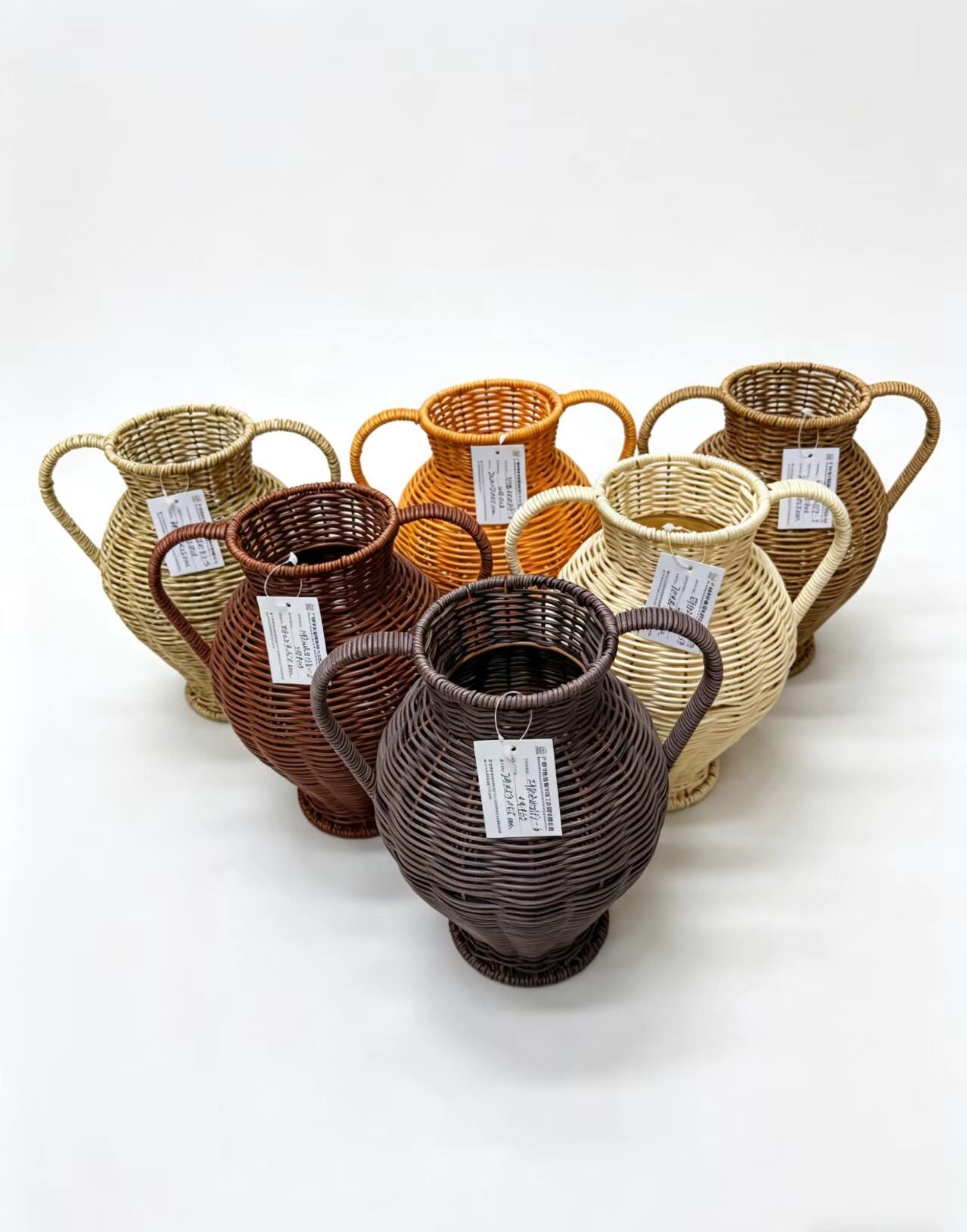 Rattan-like woven double-handled vase for home decoration, homestay decoration and hotel decoration Specification image
