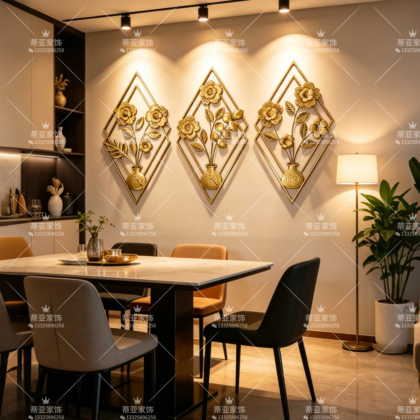 مزخرفة بثلاثة ألواح معدنية ذهبية مزخرفة بثلاثة ألواح معدنية details Picture