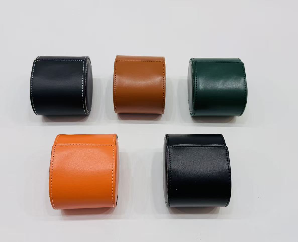 Leather cylindrical cosmetic storage box, desktop storage items, 12L large capacity, multi-layer compartments details Picture
