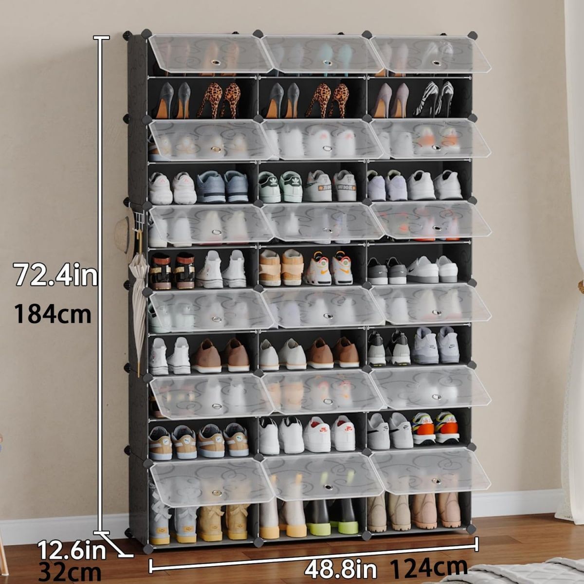 Cross-border best-selling black embossed and white embossed vertical shoe storage cabinet, simple splicing, multi-layer shoe rack at the door detail image 5