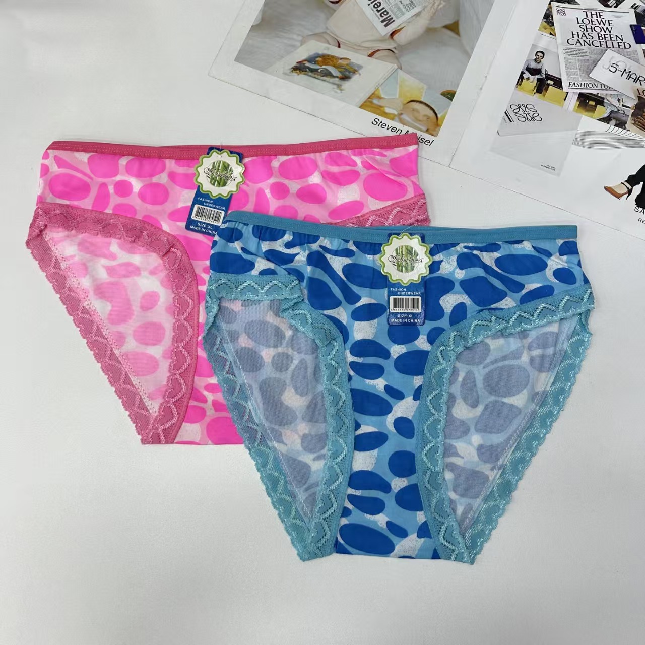 DD-7003 #XL export Underwear, women's underwear, milk silk screen printed lace edge Women's underwear, sexy colorful spotted pattern Women's underwear, Women's briefs, underwear, QNI details Picture