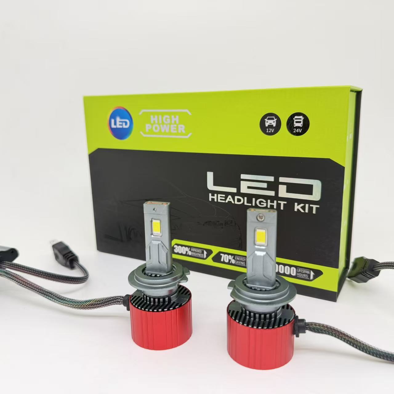 Dual copper tube automotive led headlights H7H4 high-power headlamps, ultra-bright integrated high and low beam headlights, 100W high brightness pic 1