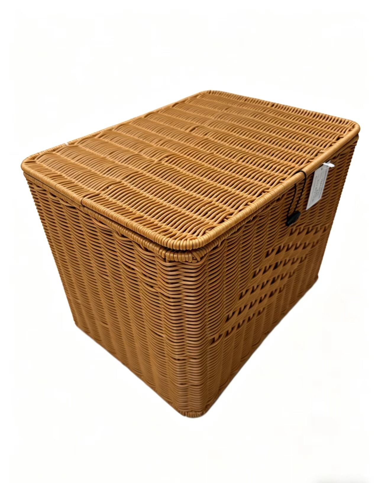 Imitation rattan woven storage basket, plastic PP material woven rope storage basket, dirty clothes basket storage basket, household storage basket, book storage basket, covered basket, country style details Picture