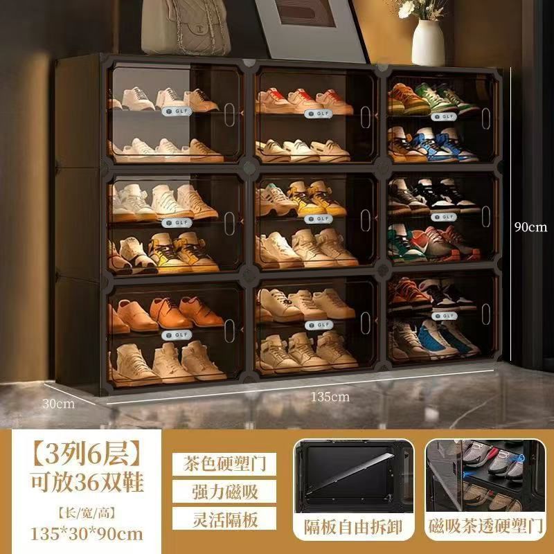 【GLF】 High-end light luxury shoe rack, dormitory home, multi-layer transparent shoe cabinet, bedroom storage, dust-proof, assembled shoe box detail image 3