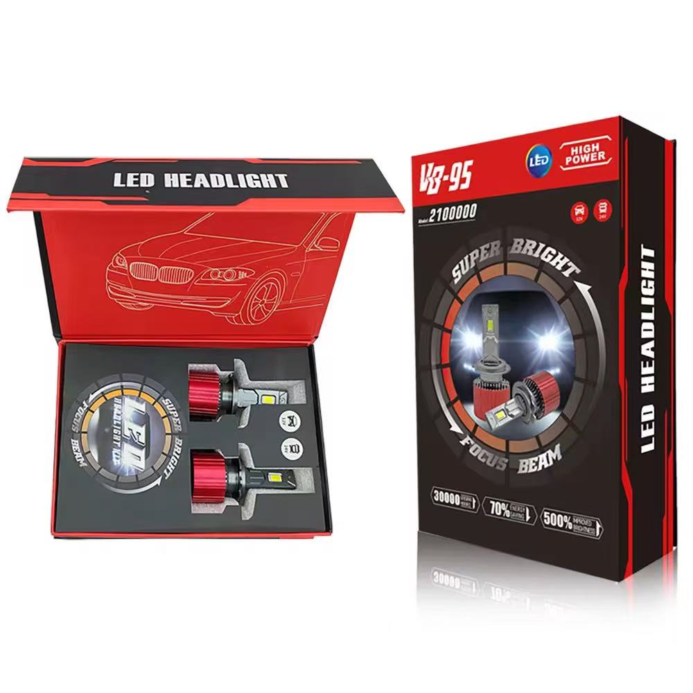 Dual copper tube automotive led headlights H7H4 high-power headlamps, ultra-bright integrated high and low beam headlights, 100W high brightness details Picture