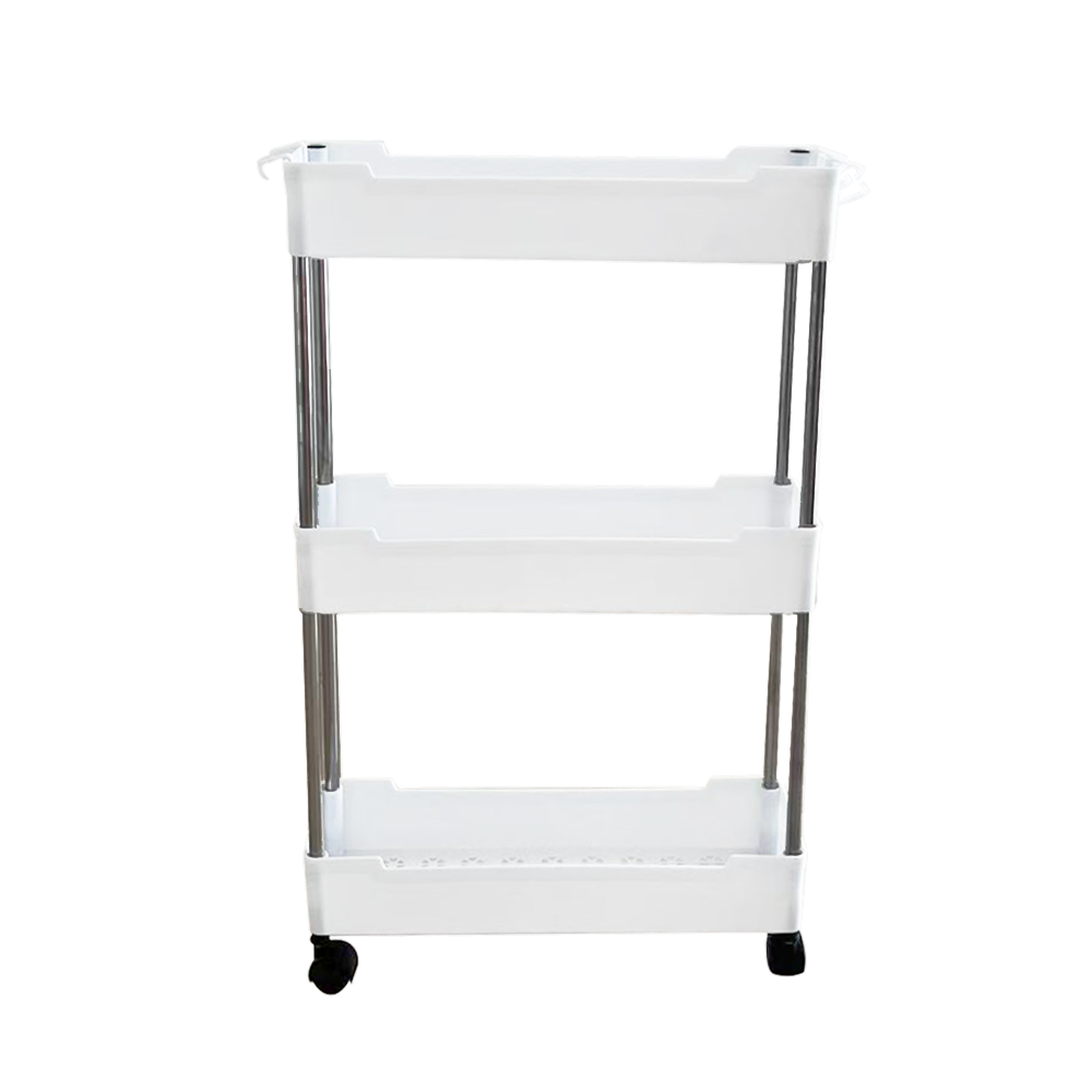 Stainless steel pipe wheeled trolley storage rack, bathroom washbasin, seam plastic storage rack, multi-layer toilet rack detail image 17