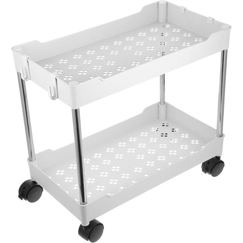 Stainless steel pipe wheeled trolley storage rack, bathroom washbasin, seam plastic storage rack, multi-layer toilet rack detail image 16