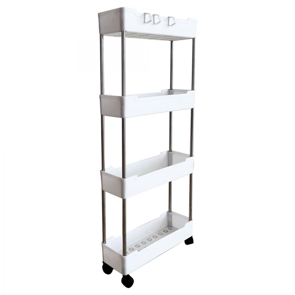 Stainless steel pipe wheeled trolley storage rack, bathroom washbasin, seam plastic storage rack, multi-layer toilet rack detail image 14
