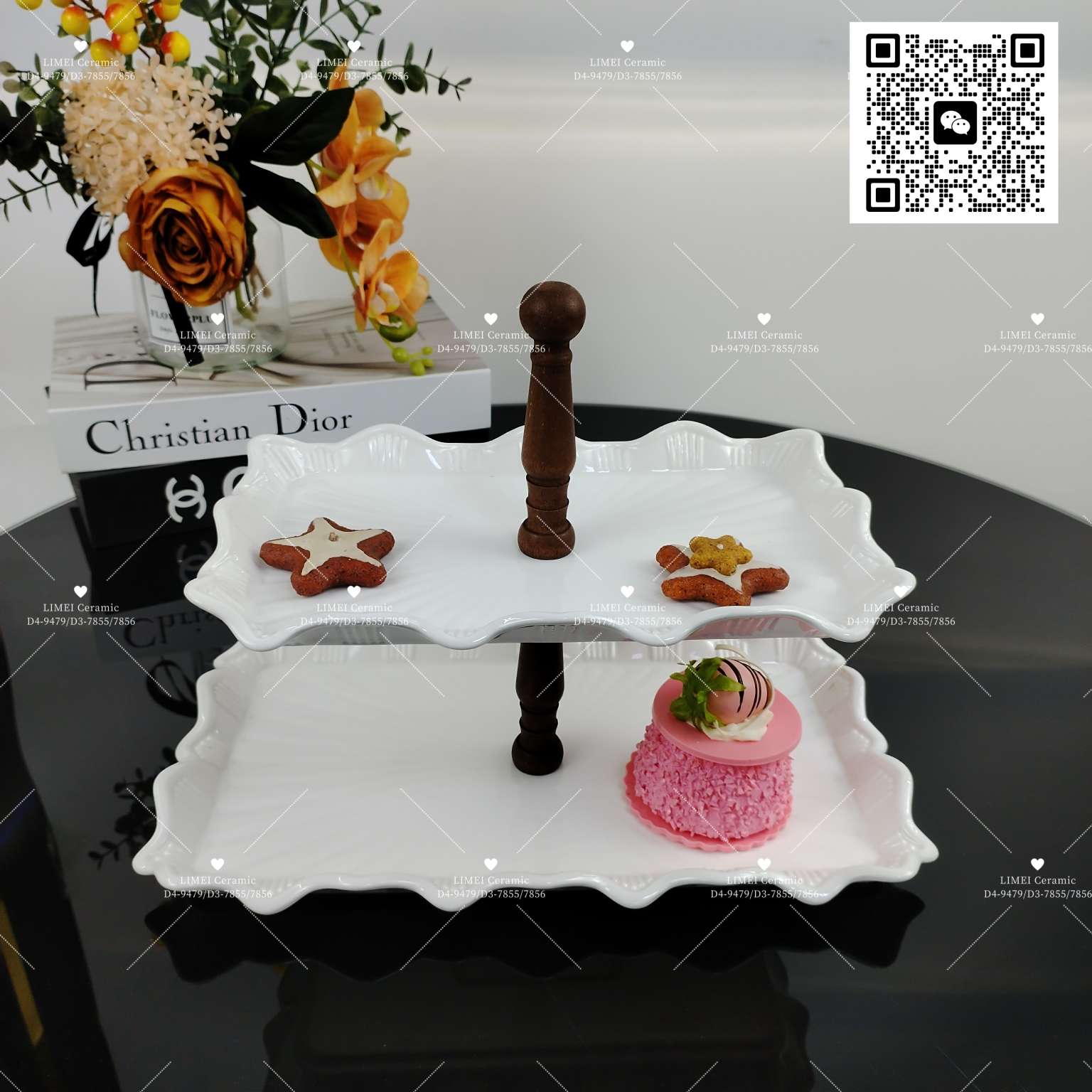 Limei Ceramic dessert decorative tray, high-end Nordic pastry plate, creative and exquisite pastry presentation, factory direct sales details Picture