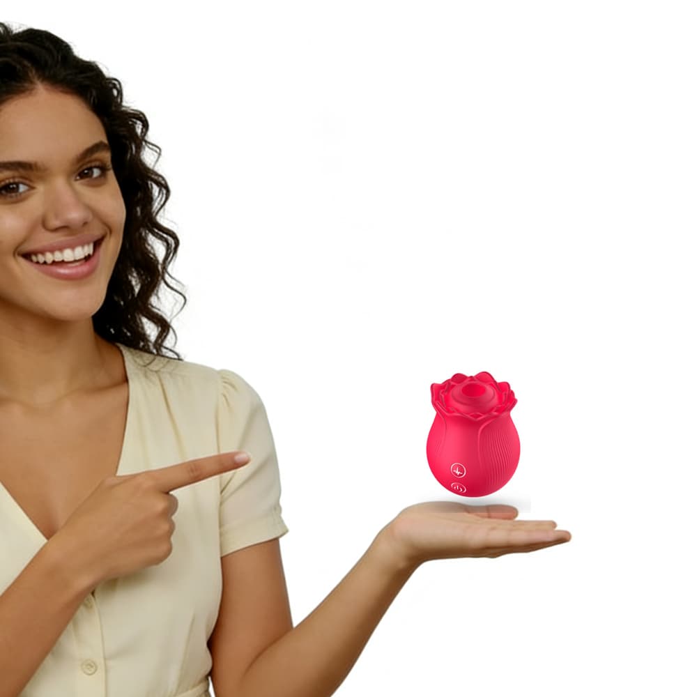 Z02053R Rose-Shaped Vibrator - Pink, Compact & Stylish DesignRose-Shaped Vibrator - Pink & Portable Design full figure