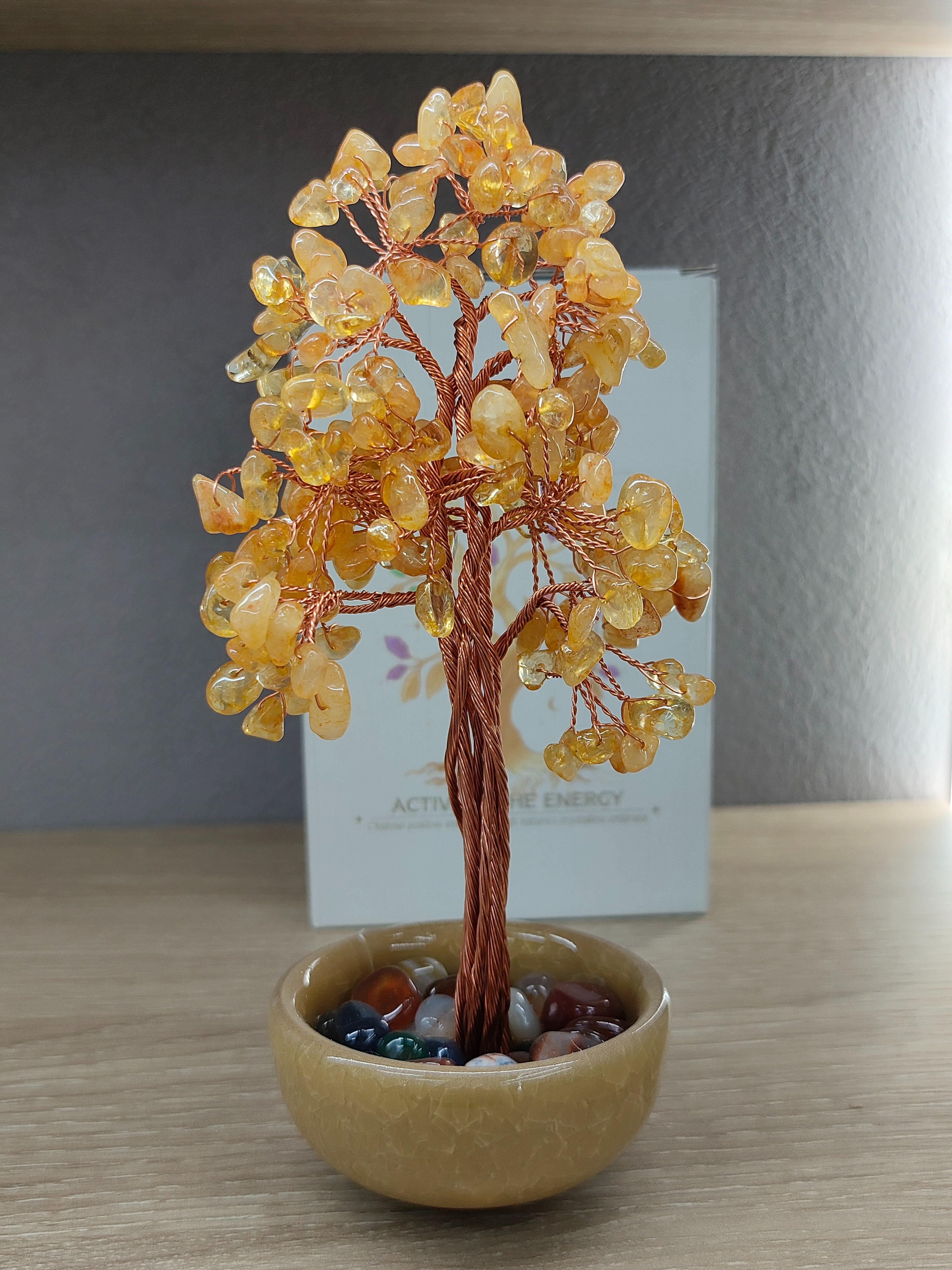 黄色香氛水晶树摆件招财树玄关装饰