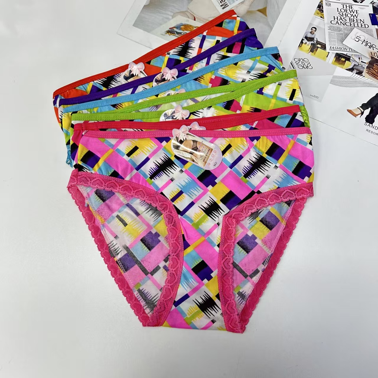 DD-806 #XL export Underwear, women's underwear, milk silk screen printed lace edge Women's underwear, sexy color printed pattern Women's underwear, women's triangle pants underwear, underwear QNI Specification drawing